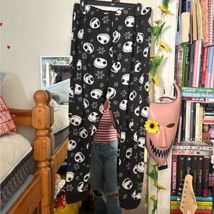 Black Pajama Pants with White Skull Pattern